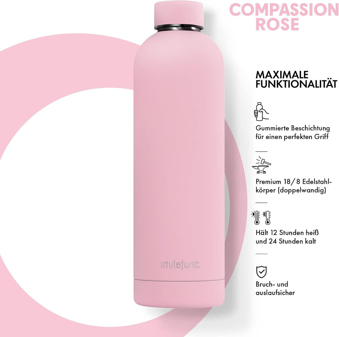 Edelstahl Trinkflasche "pure" | 500ml 750ml &amp; 1l auslaufsichere Thermosflasche | Kohlensäure geeigne