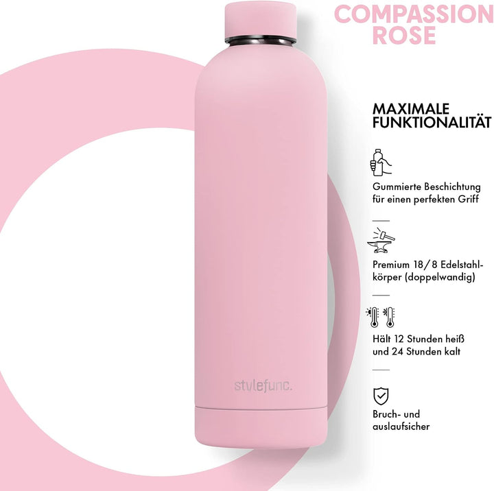 Edelstahl Trinkflasche "pure" | 500ml 750ml &amp; 1l auslaufsichere Thermosflasche | Kohlensäure geeigne