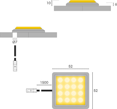 kalb Material für Möbel LED RGB Vitrinenbeleuchtung Quadratisch 5.2cm x 5.2cm Glasbodenbeleuchtung M