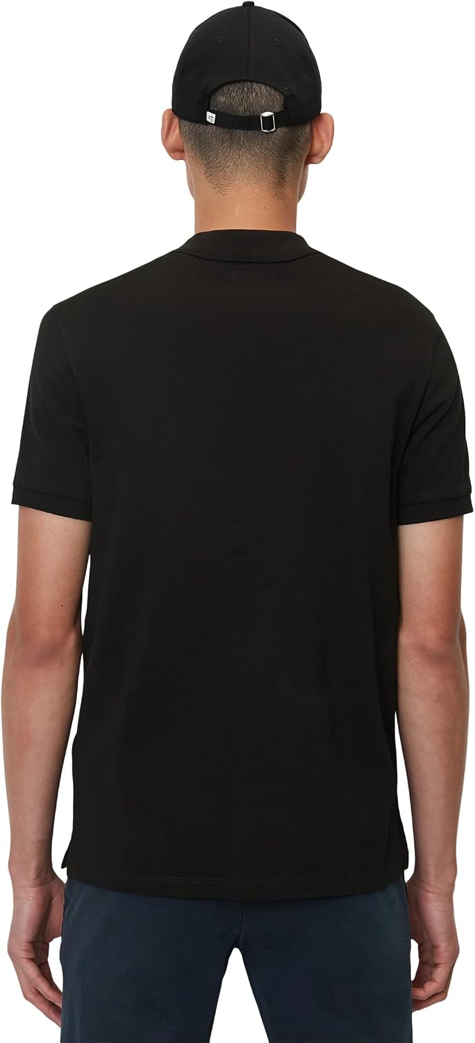 Marc O'Polo Herren Kurzarm-Poloshirt aus Bio-Baumwolle Regular Fit M Schwarz, M Schwarz