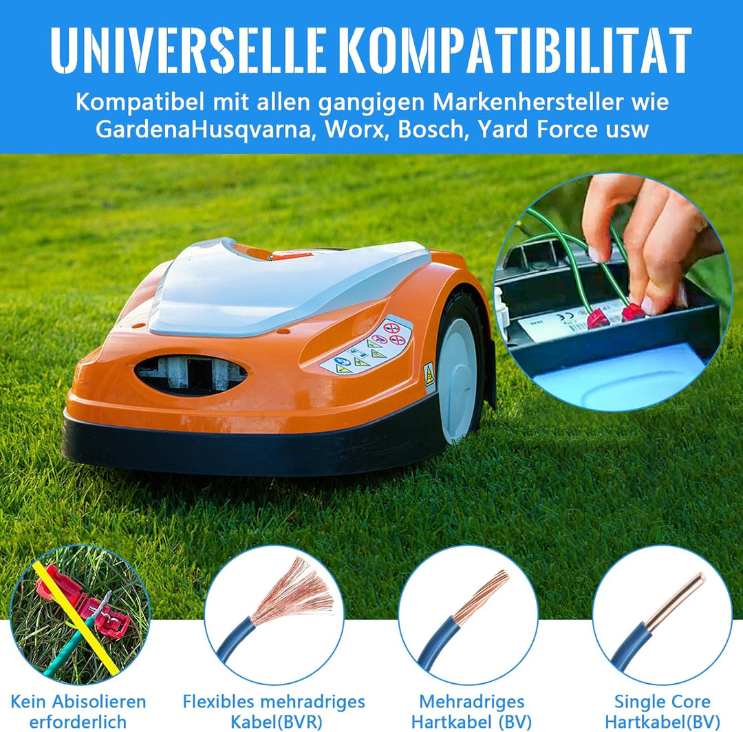 Royouzi 30 stk Anschlussklemmen für Mähroboter, 20stk Kabel Verbinder mit 10stk Anschlussklemmen,Was