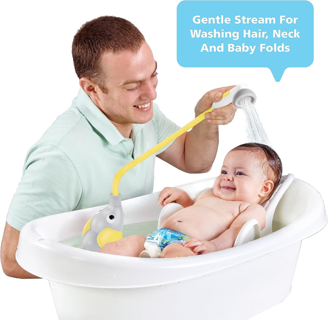 Yookidoo Baby Bath Shower Head - Elefant Water Pump with Trunk Spout Rinser - Control Water Flow fro