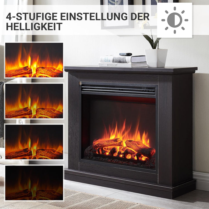 CrownFlame Phanos Elektrokamin - Elektrischer Standkamin mit Heizung 1000/2000 W, realistischer 3D-F
