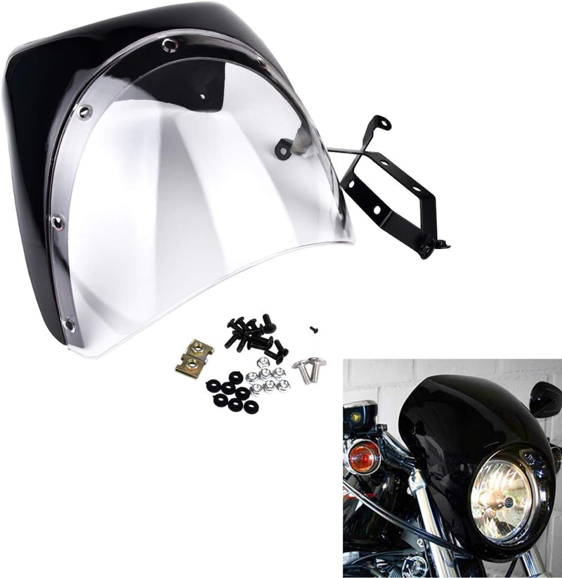 KATUR Motorrad 7 "Scheinwerfer Schutz Verkleidung Windschutzscheibe Kit Universal Screen Cafe Racer