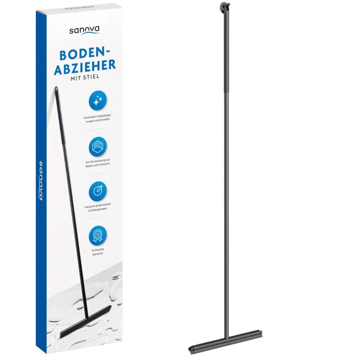 Sanova Luxus Silikon Abzieher Boden &amp; Duschabzieher Schwarz - 136 x 40 cm - Fliesen &amp; Duschwand Abzi