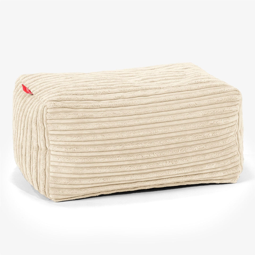 Lounge Pug Kleiner Fusshocker Pouf, Creme Cordstoff, Sitzpouf, Pouf Sitzsack Hocker Wohnzimmer Cord