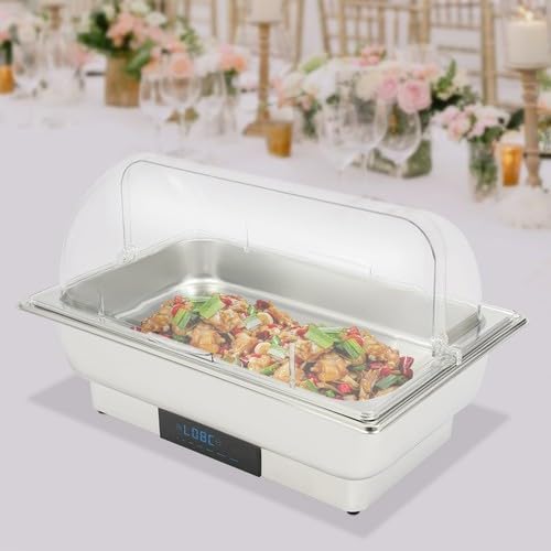 Elektrischer Buffetwärmer, mit LED-Display, 9 l, Buffet, 2 Behälter, aus Edelstahl, einstellbare Tem