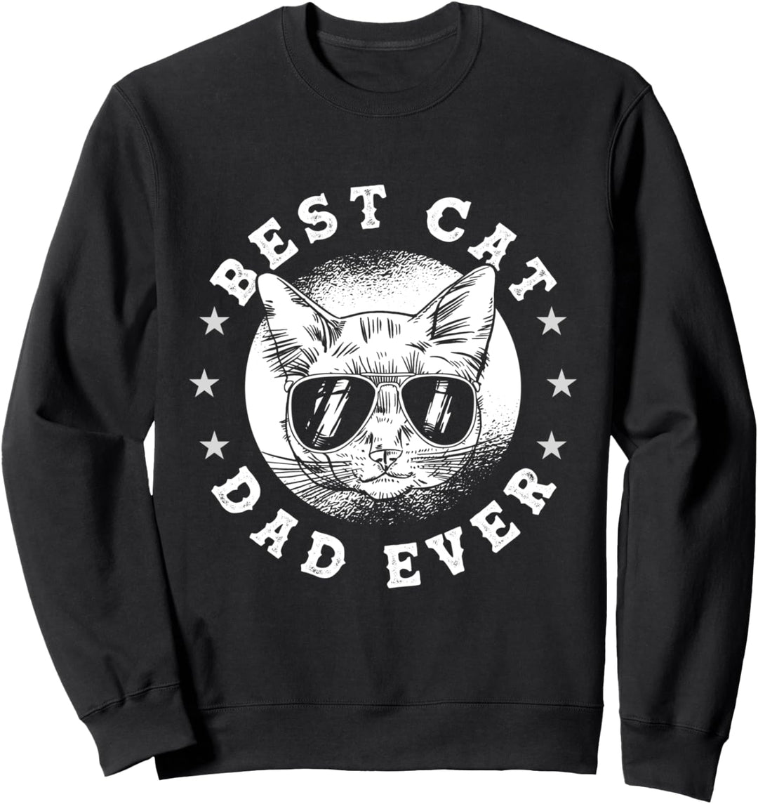 Best Cat Dad Ever – Retro Vintage Katze mit Sonnenbrille Geschenk Sweatshirt