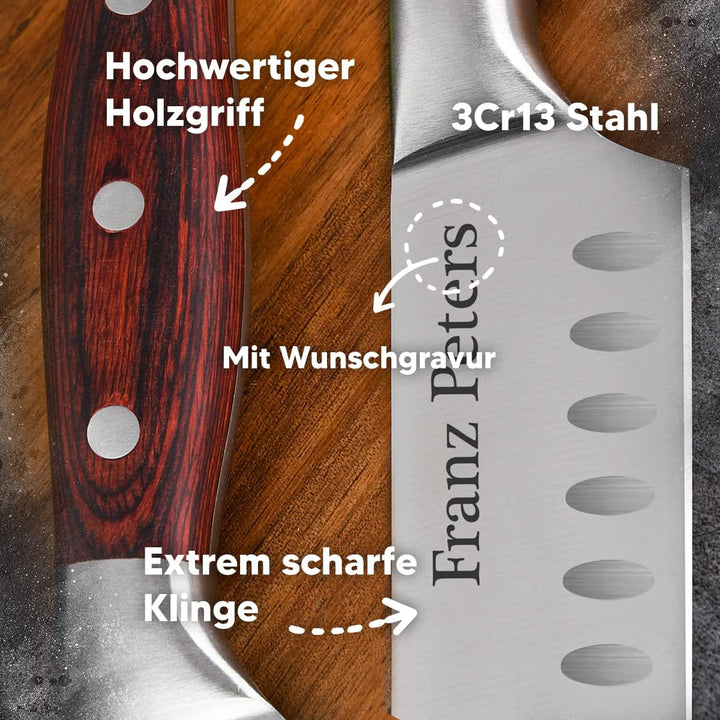 polar-effekt Kochmesser mit Gravur - Küchenmesser aus Japanstahl VS Kobe – Personalisiertes Fleischm