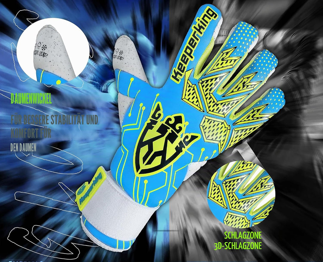 Keeperking Torwarthandschuhe für Erwachsene Fussballhandschuhe Herren Innennaht Profi Premier Grip 4