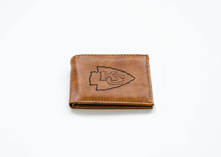 Rico Industries NFL Geldbörse mit Lasergravur, Braun Kansas City Chiefs, Kansas City Chiefs