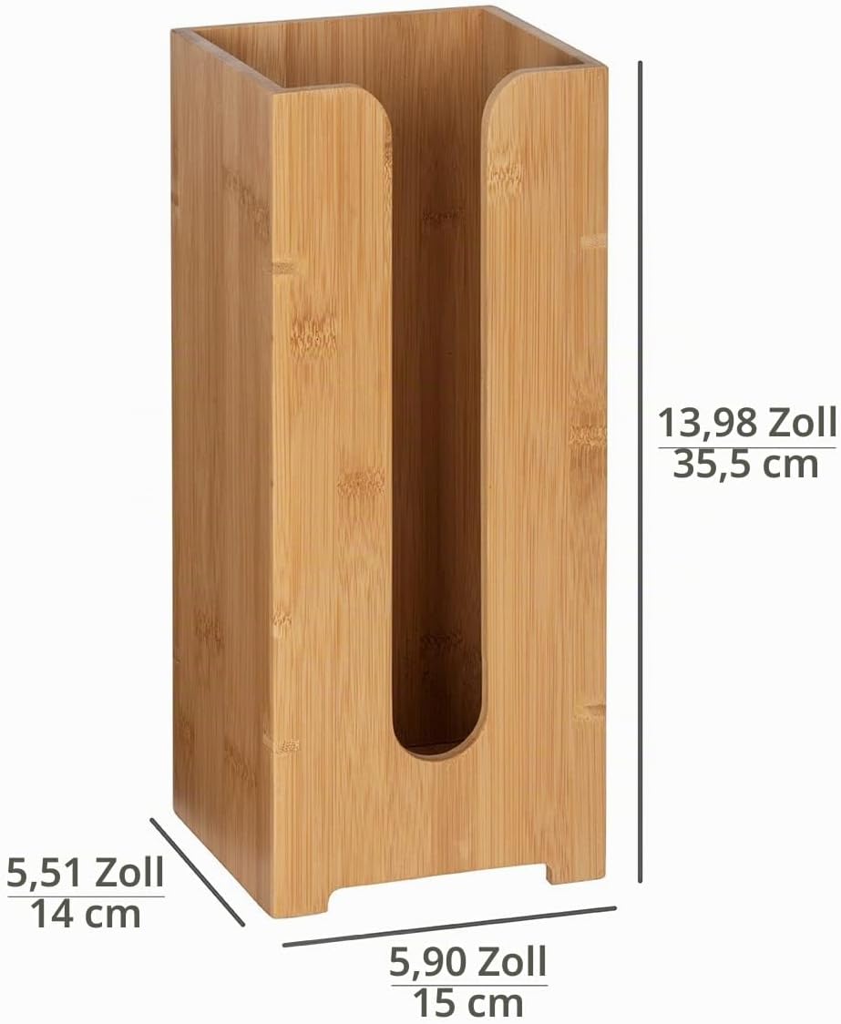 WENKO Toilettenpapierhalter Bambusa, Toiletten-Ersatzrollenhalter 15 x 14 x 35.5 cm Braun, 15 x 14 x