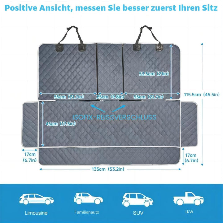 ANOSOSPECIAL Grauer Hunde-Autositzbezug für Rücksitz, Haustierfreundlich und wasserdicht, universell