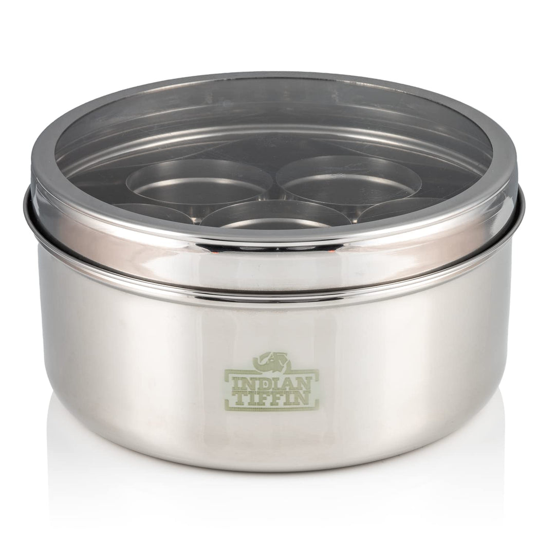 Indian Tiffin Masala Dabba Luftdichter Gewürzbehälter - Lebensmittelqualität aus Edelstahl - mit Gew