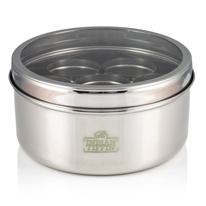Indian Tiffin Masala Dabba Luftdichter Gewürzbehälter - Lebensmittelqualität aus Edelstahl - mit Gew