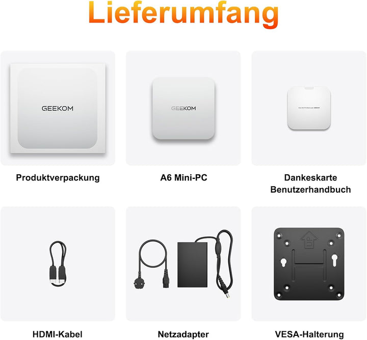 GEEKOM A6 Mini PC mit AMD Ryzen 7 6800, 3-Jahre-Support, Metallgehäuse, 32GB DDR5 1TB M.2 SSD, Mini
