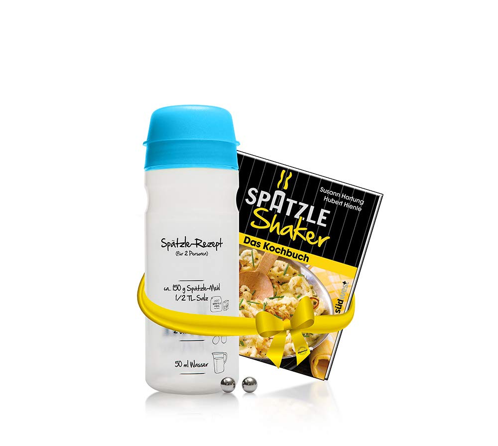 Einsteiger-Set zum Spätzle selber machen mit Spätzle-Shaker (675 ml blau) 2 Portionen & Rezeptbuch (