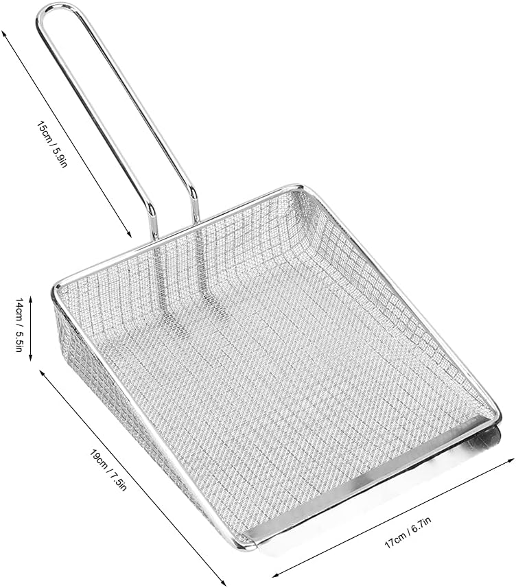 HERCHR Pommes Körbchen, Edelstahl Friteusenkorb Frittierkörbchen zum Servieren für Pommes Frites Gar