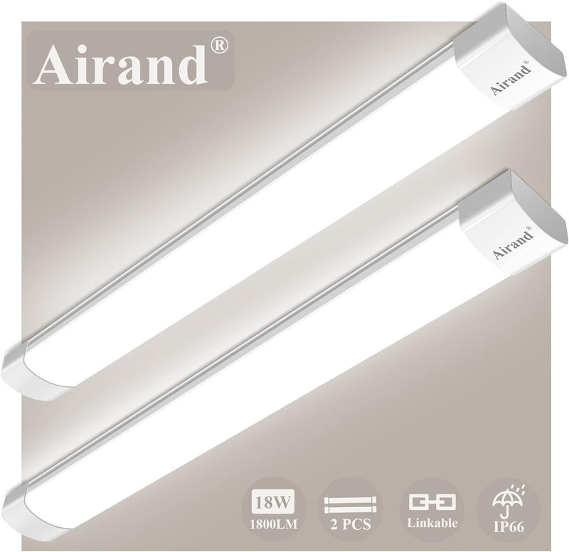 Airand 2 Stück Led Feuchtraumleuchte 60CM 18W Led Röhre Beleuchtung Werkstattlampe IP66 Wasserfest L