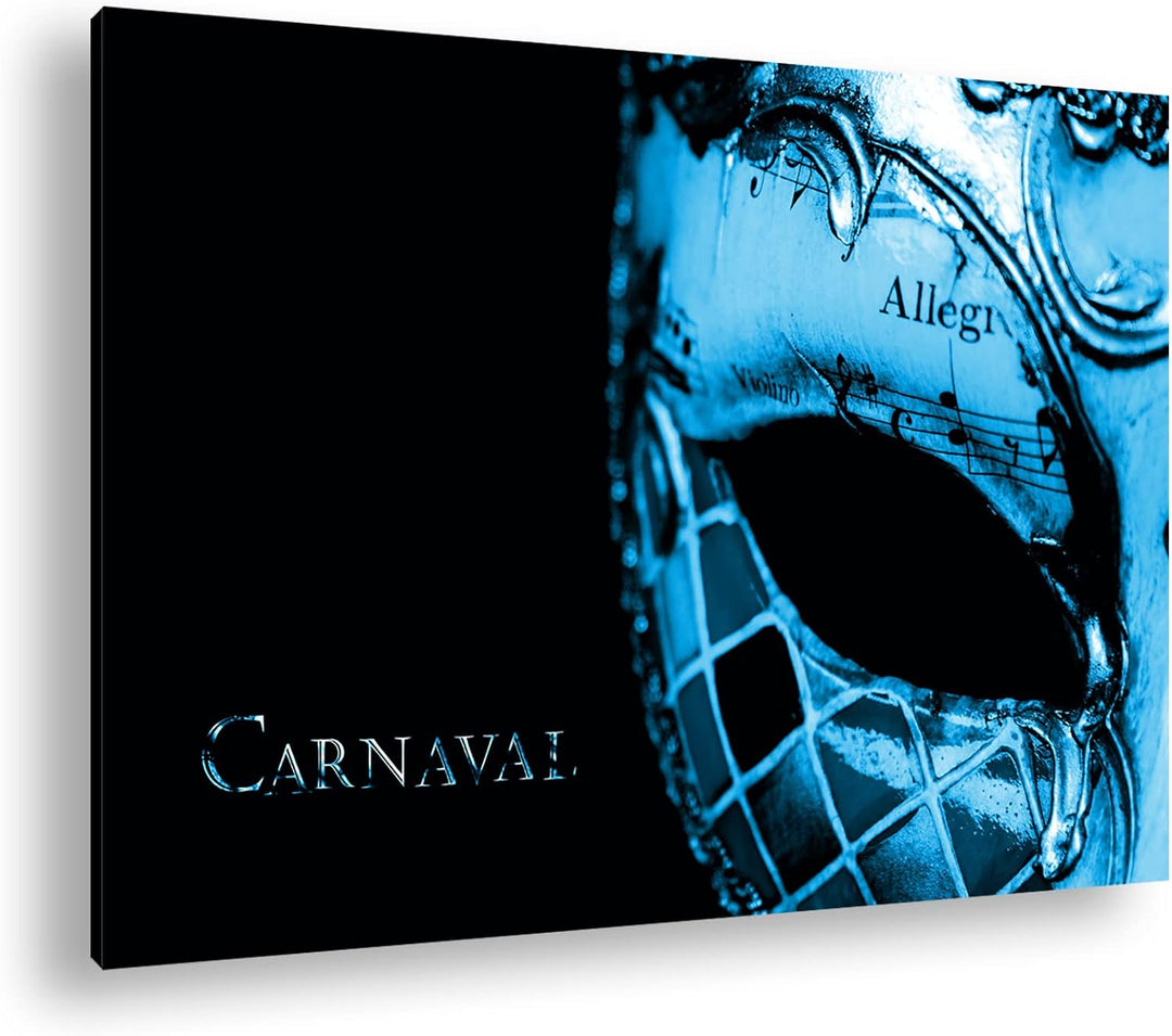 deyoli Dark Karnevals Maske Format: 80x60 Effekt: Monocrome Blau als Leinwand, Motiv fertig gerahmt
