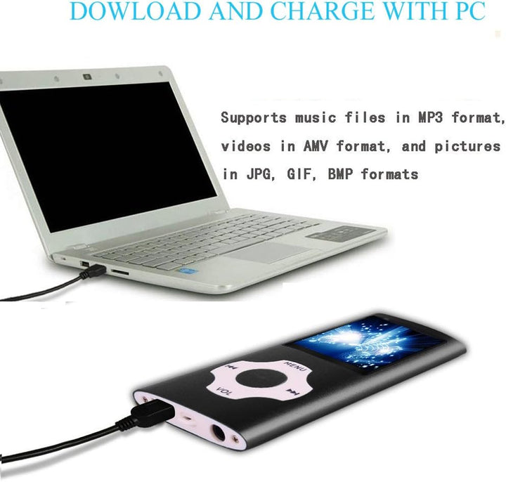 Hotechs MP3-Player/MP4-Player, MP3-Player mit 32 GB Speicherkarte, schlankes Design, digitales LCD-D