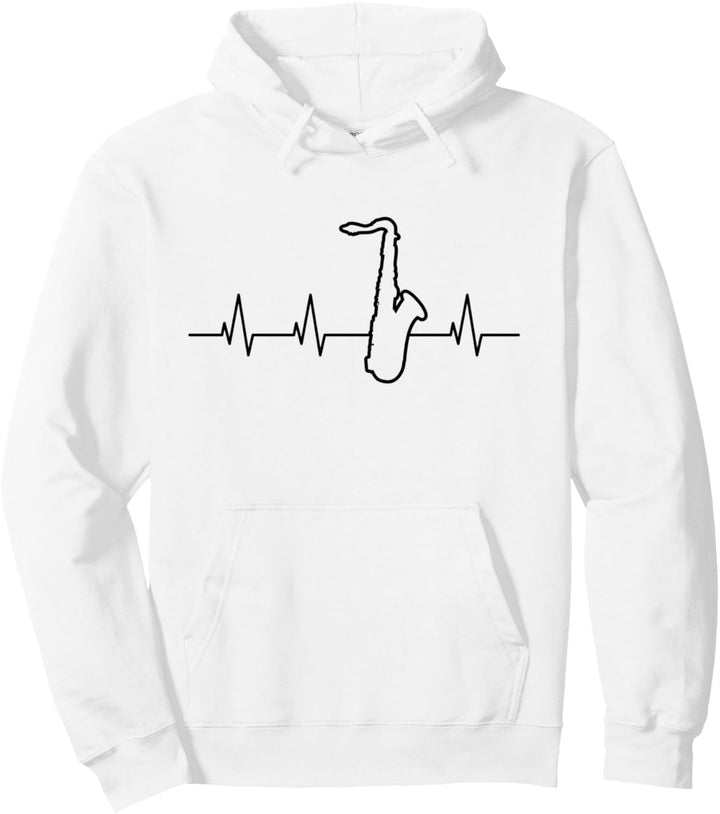 Saxophonist Herzschlag Saxophon Herzlinie Jazz Musik Pullover Hoodie