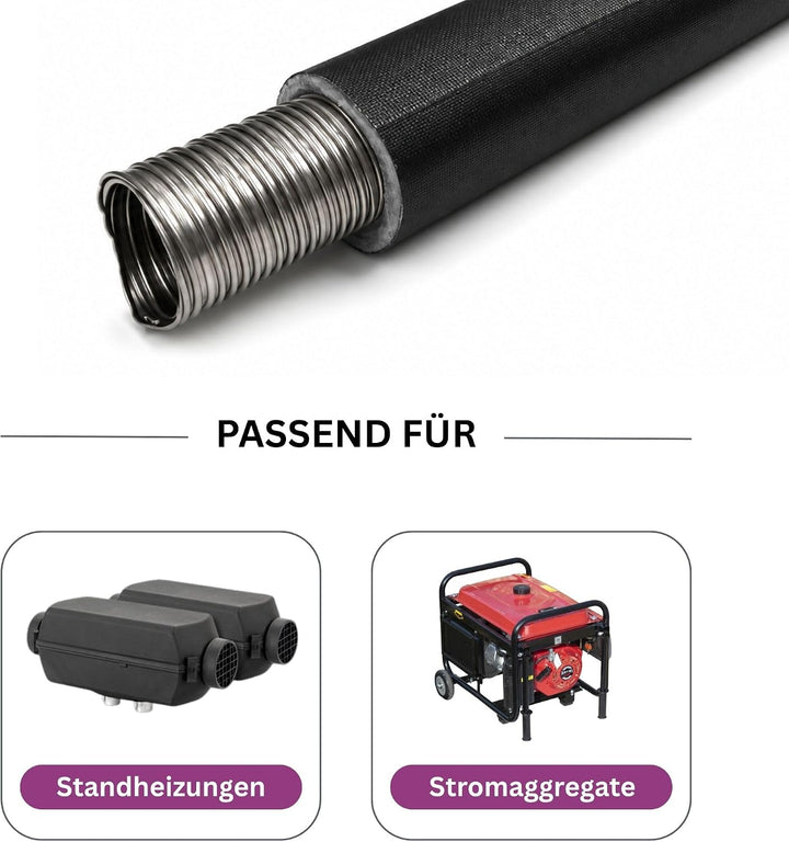 Autoterm Hitzeschutzschlauch Isolierung für Abgasrohr Abgasschlauch 22mm 24mm für Standheizung Länge