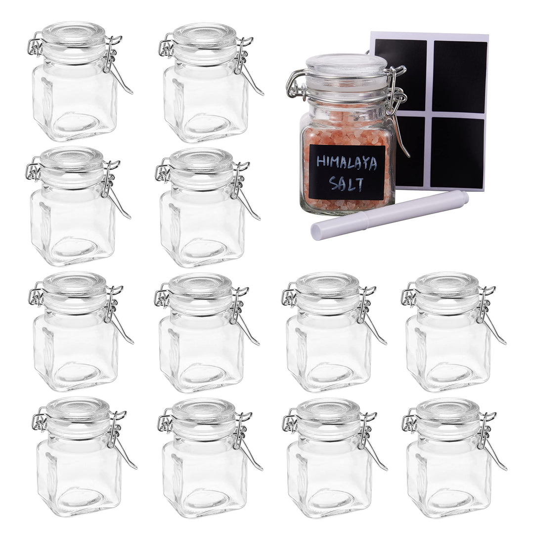 Oak & Steel - Luftdichte Einmachgläser, Gewürzgläser mit Gummidichtung & Bügelverschluss (100ml) - m