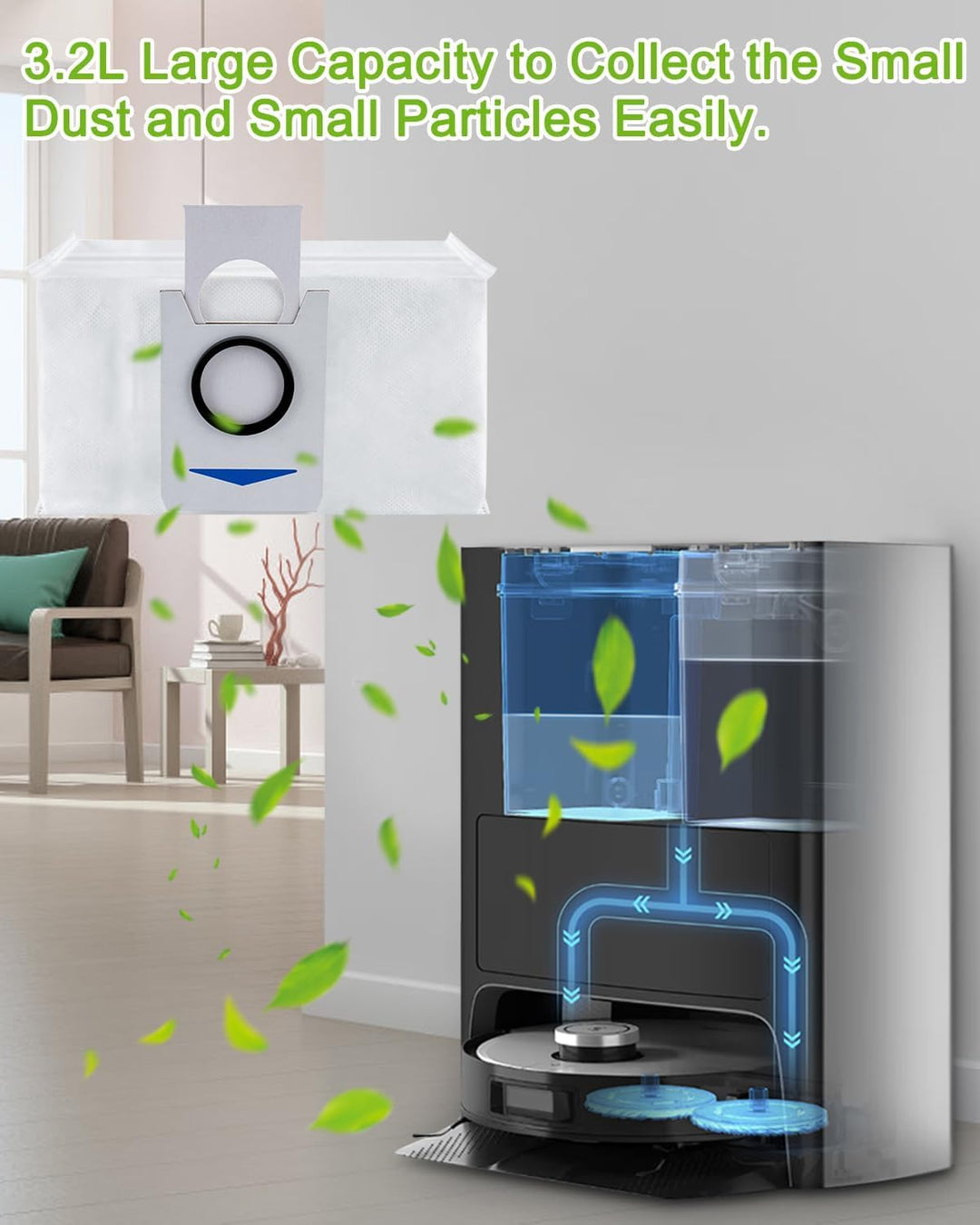 12 Stück Staubbeutel Zubehör Kompatibel mit Ecovacs Deebot X1 Omni & X1 e Omni, X1 TURBO, T20 Omni,T