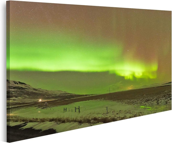 islandburner Bild auf Leinwand Nordlicht Aurora Borealis Klarer Himmel Nacht Island Natürliches Land