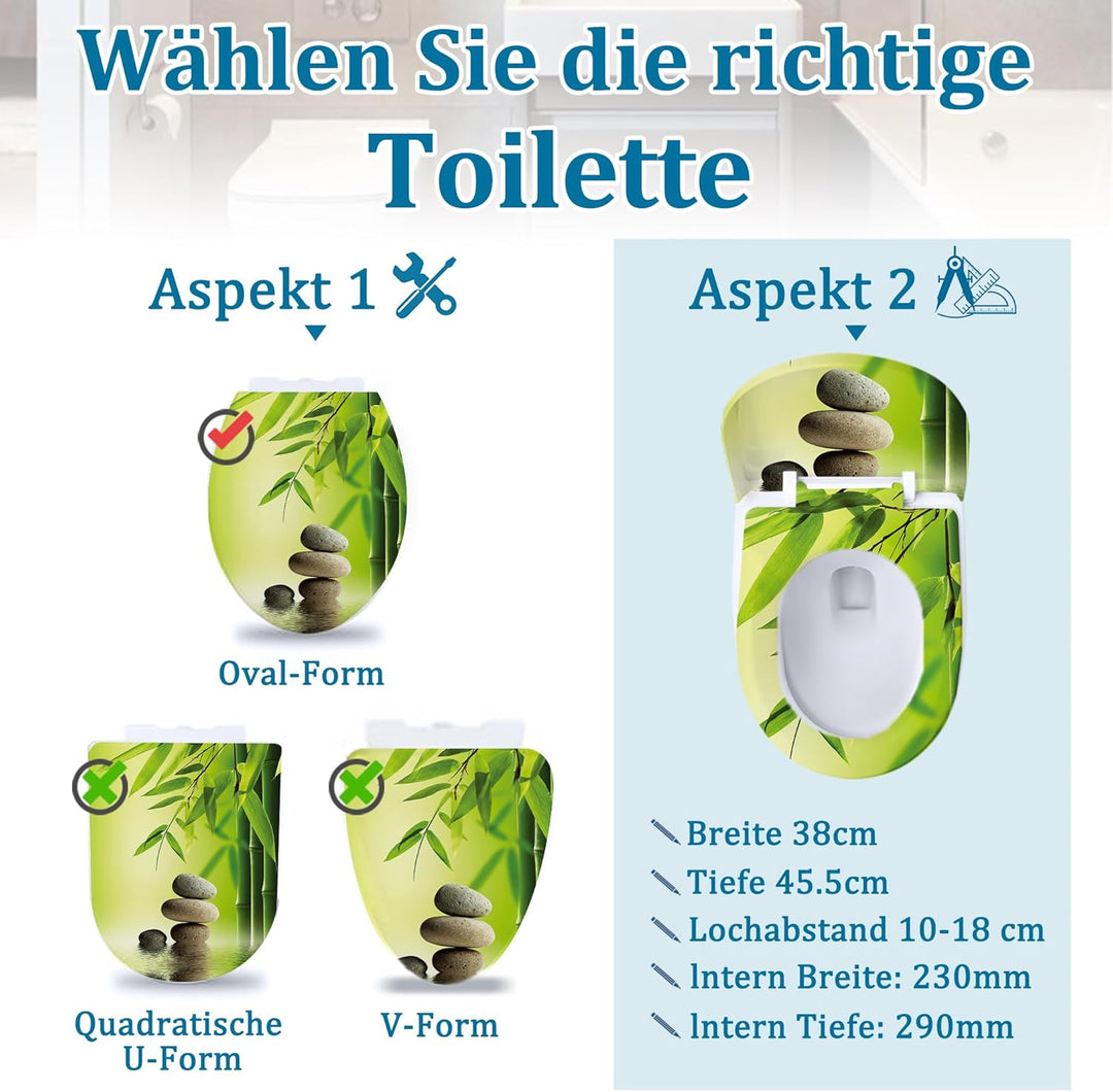 LILIIN Toilettendeckel WC Sitz, Absenkautomatik & Quick-Release, Antibakteriell, Duroplast Klodeckel