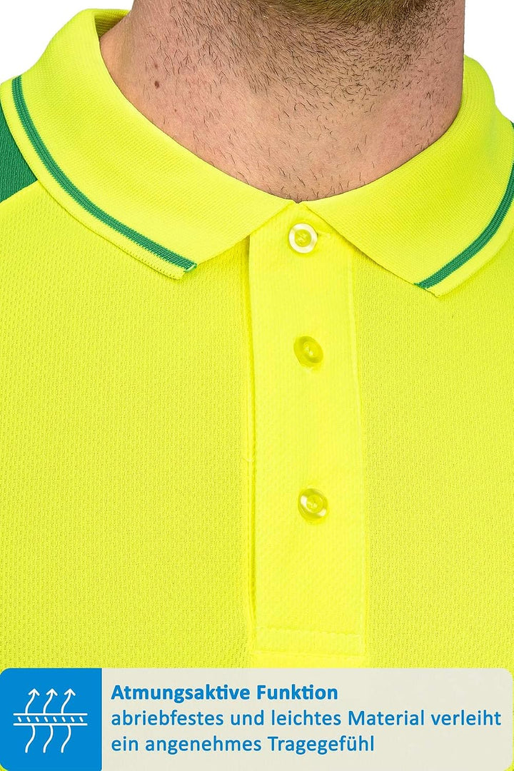 Mivaro Herren Warnschutz Poloshirt, Hohe Sichtbarkeit durch Reflexstreifen EN ISO 20471 Klasse 2 S N