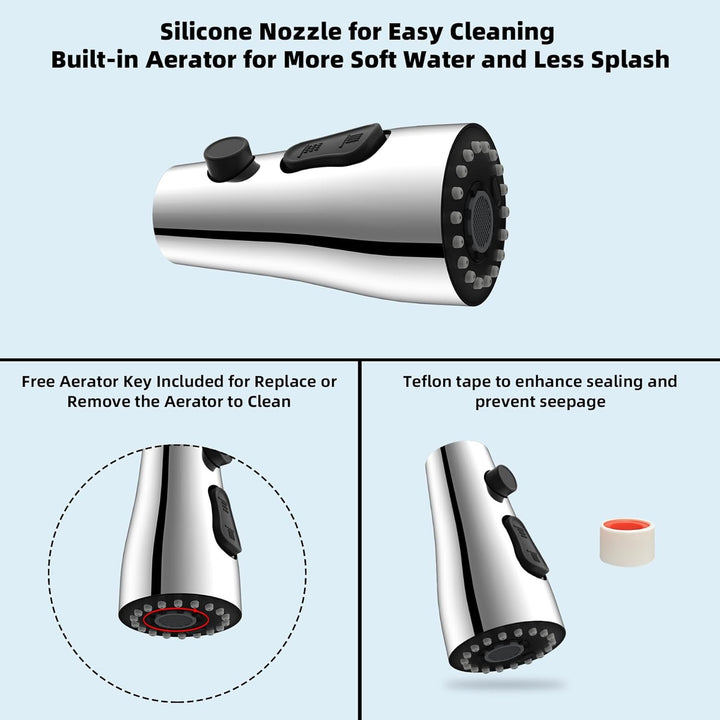 Hibbent Küche Wasserhahn Kopf Ersatz, Pull Down Küche Sprühkopf mit 15 Adaptern, 3-Funktions-Küche S