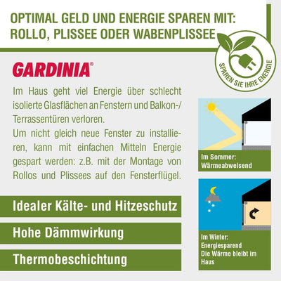 GARDINIA EASYFIX Rollo mit Thermo-Rückseite zum Klemmen oder Kleben, Verdunklungsrollo ohne Bohren,