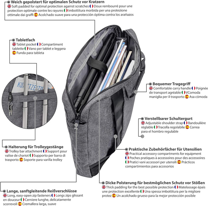 PEDEA Notebooktasche "Fancy" für 17,3 Zoll (43,9cm) mit Schultergurt und Notebookschloss, grau Grau