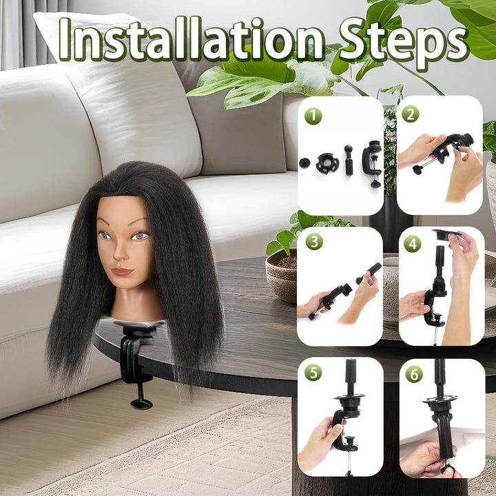 Mannequinkopf mit menschlichem Haar 14'' Kosmetologie Mannequinkopf mit 100% echtem menschlichem Haa
