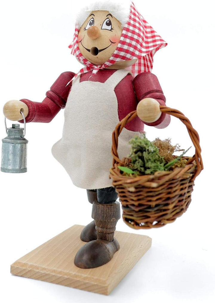 Kuhnert - Original Erzgebirgische Holzkunst Räuchermann Räucherfigur 22cm - Kräuterfrau