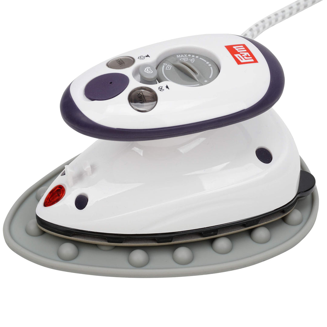 Prym Mini Dampf Bügeleisen Mit SEMPLIX Silikon Ablage (grau) Im Set, Kleines Leichtes Dampf Bügeleis