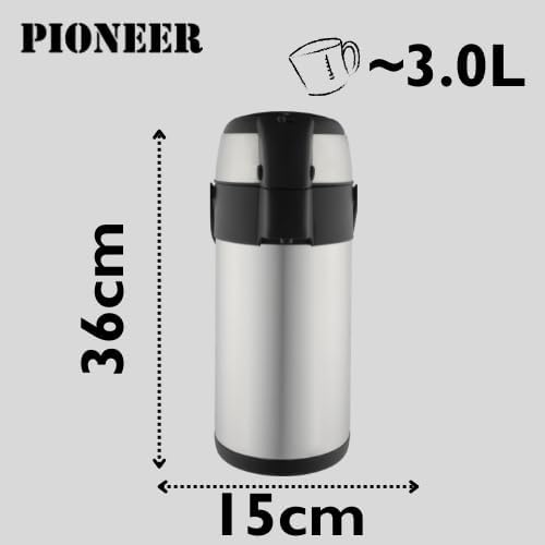 Pioneer Flasks SSR30 Isolierkanne, 18/10 Edelstahl, Argent, 3 Litre Argent 3 Litre, Argent 3 Litre