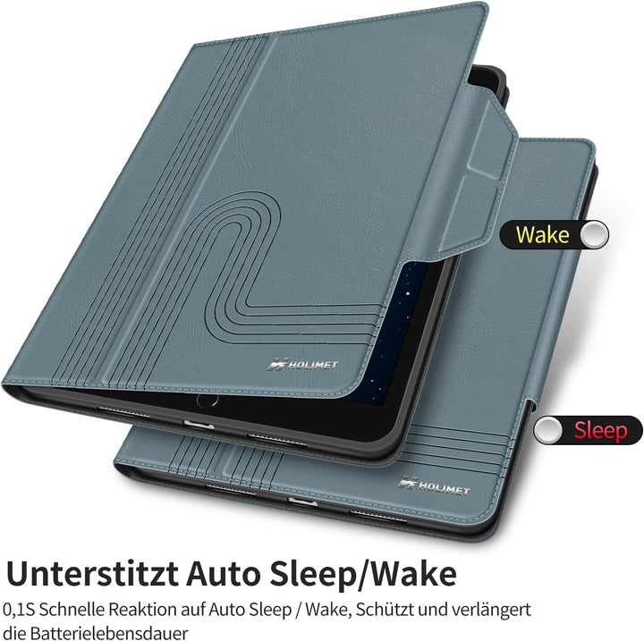 HOLIMET Hülle für iPad 9. Generation (2021) mit Stifthalter, iPad 8/7. Generation (2020/2019) PU-Led