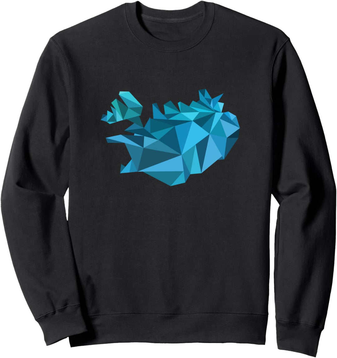 Island Karte - Iceland - geometrisch, Dreiecke, Polygon-Stil Sweatshirt