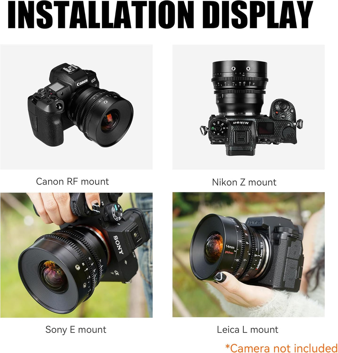 7artisans 14mm T2.9 Full-Frame 114°Weitwinkelobjektiv,Kompatibel für Cannon EOS-R,RED,EOS-R3,EOS-R5,