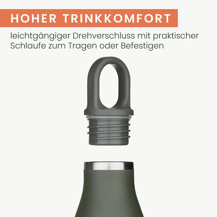 Groenenberg Trinkflasche Edelstahl 500ml oder 750ml | 100% Auslaufsicher | Thermosflasche Kohlensäur