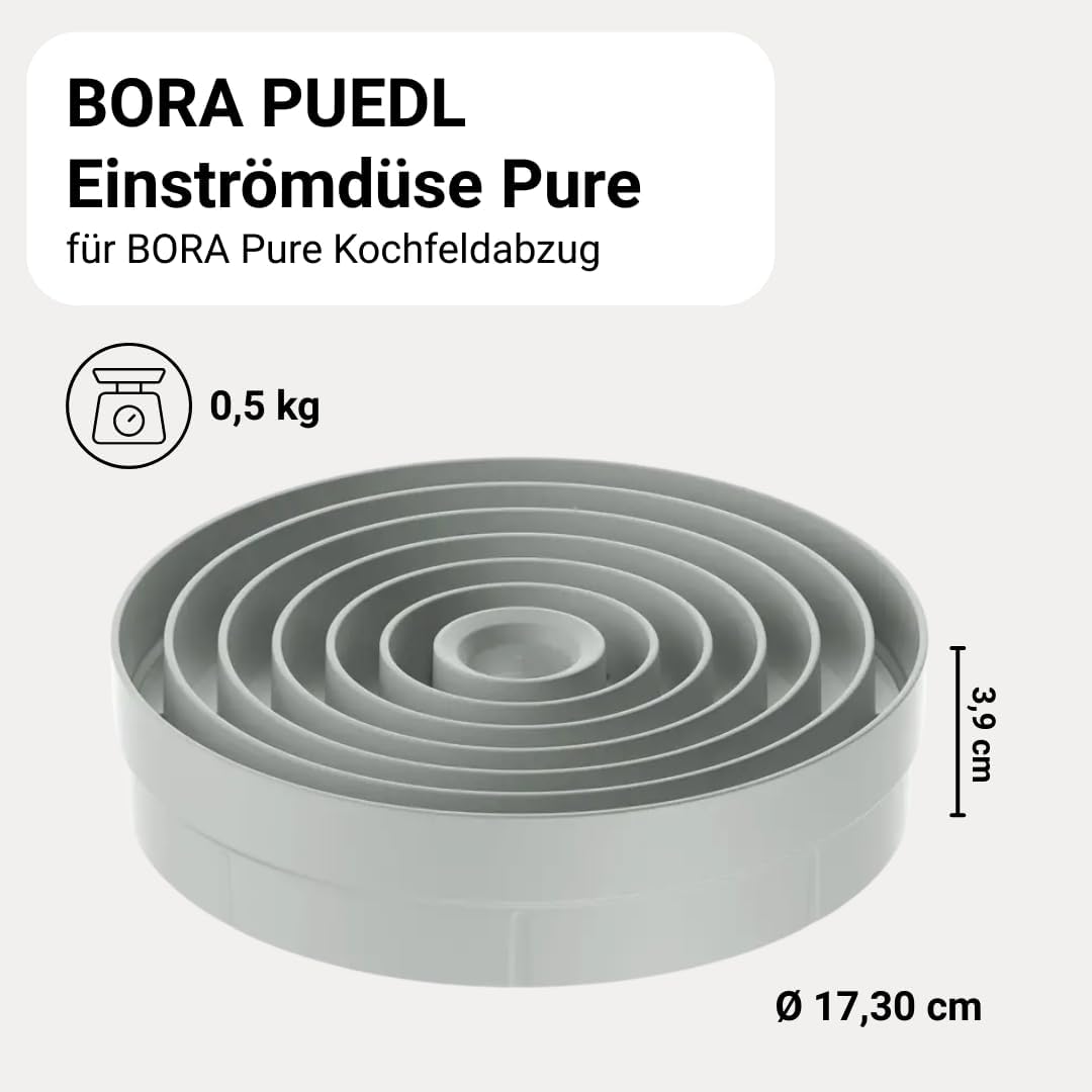 BORA PUEDL Original Einströmdüse Lichtgrau für PURE, Dunstabzug, Kochfeld Zubehör Gray, Gray