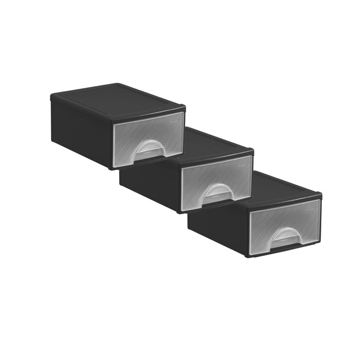 Rotho Set Frontbox Schubladenbox 1 Schub, Kunststoff (PP) BPA-frei, anthrazit (3 x Klein), 3 x Klein