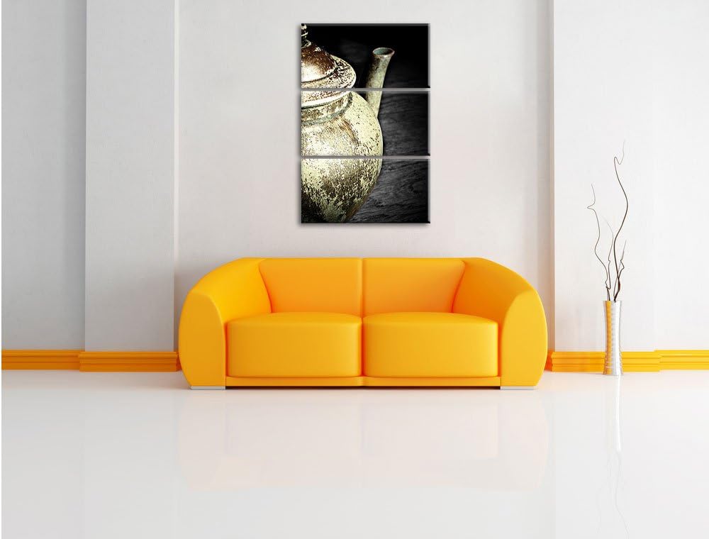 Pixxprint Teekanne aus Keramik als Leinwandbild/Grösse: 3 Teilig (120x80) / Wandbild/Kunstdruck/fert