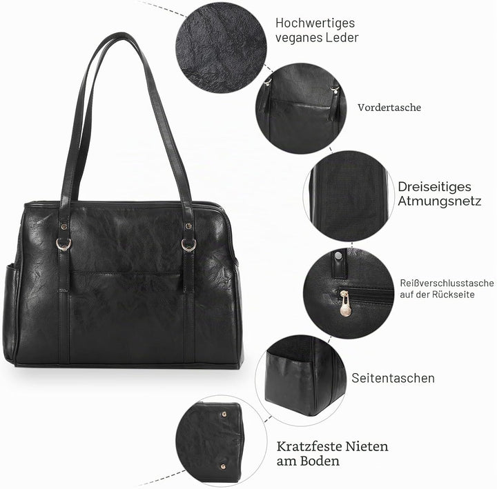 Lasaviin Hundetragetasche, modische Leder-Haustier-Tragetasche mit Taschen, von Fluggesellschaften z