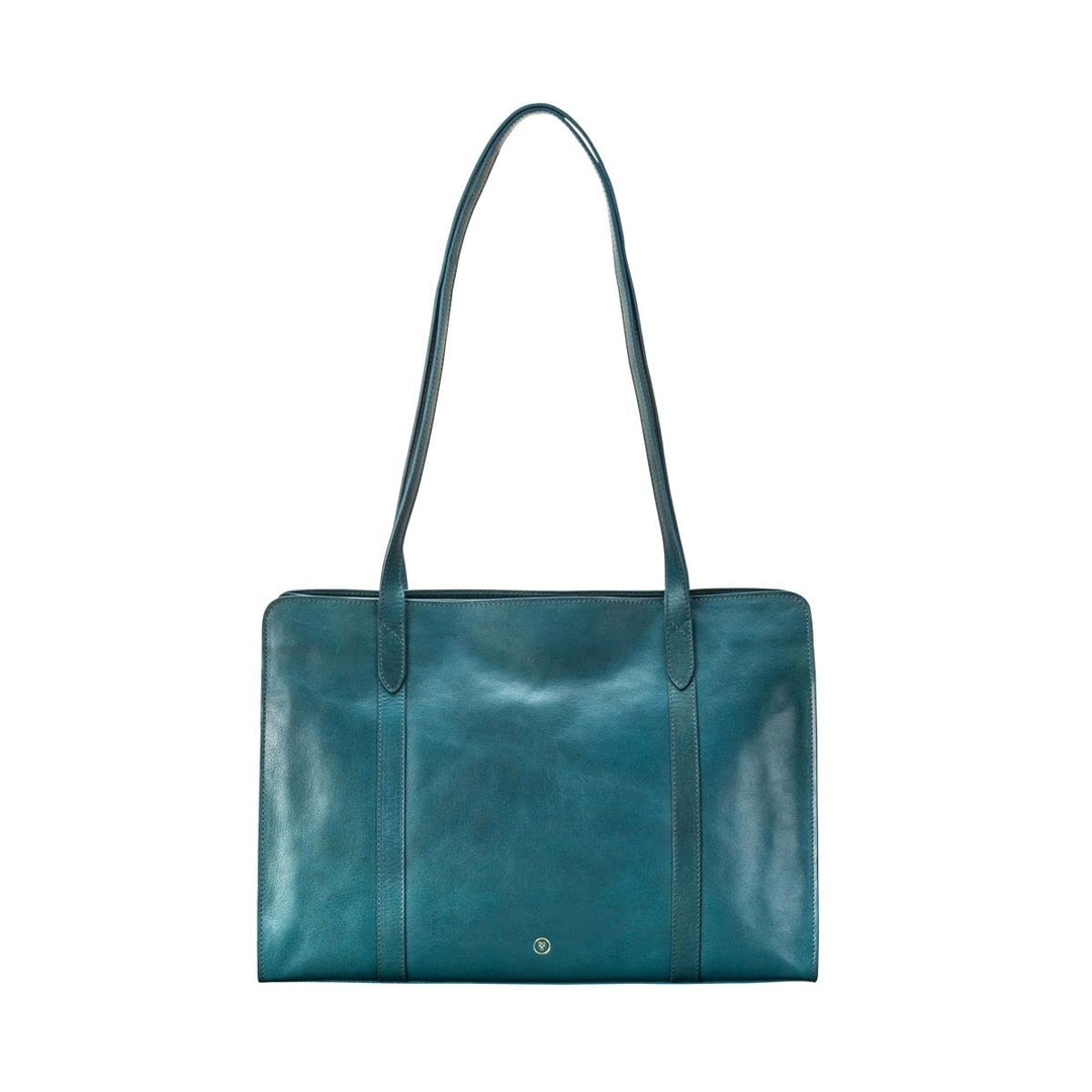Maxwell Scott Handgefertigte Damen Leder Tote Handtasche Rivara in Petrol Blau, Petrol