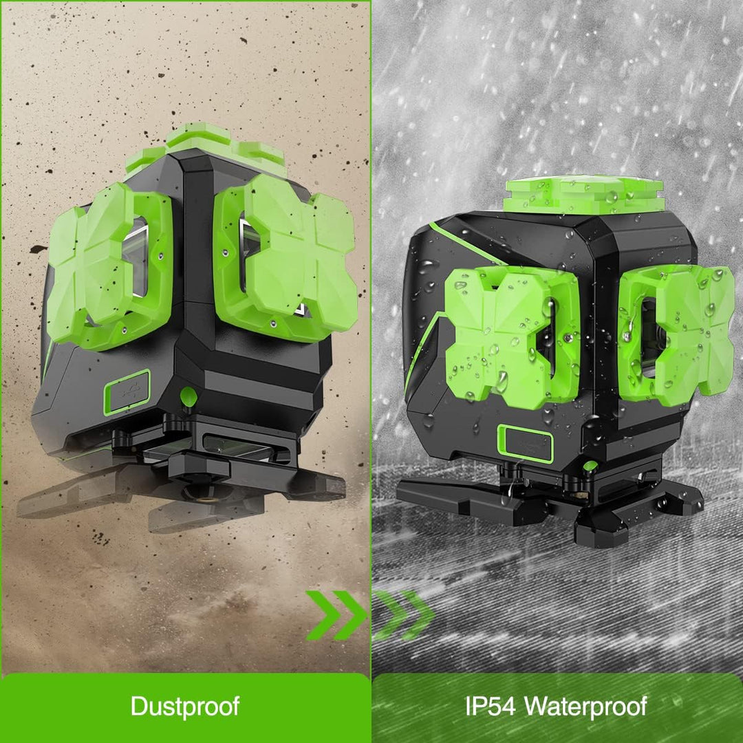 Huepar 3x360 Kreuzlinienlaserniveau 3D Selbstnivellierend Drei-Ebenen-Ausrichtungs- und Fliesenboden