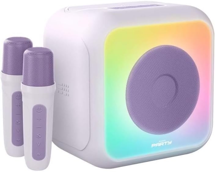 Enceinte karaoké lumineuse - BIGBEN - Lavande - Bluetooth, 30W, 2 micros sans fil USB-C, Égaliseur,